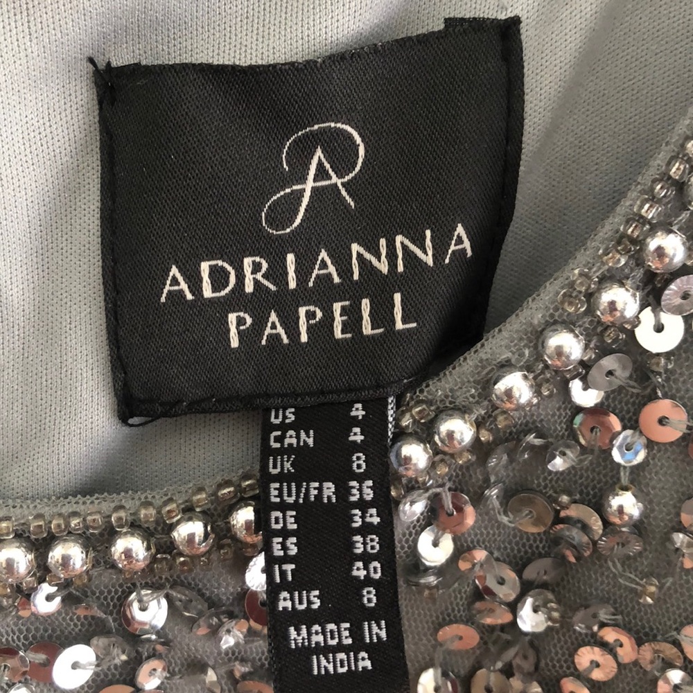 Adrianna Papell silver sequin evening gown - Picture 5 of 7